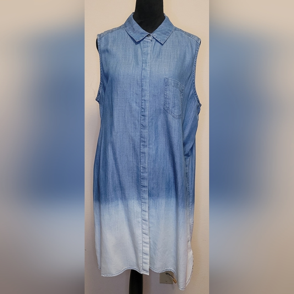 beachlunchlounge Ombre Blue and White Mini Dress